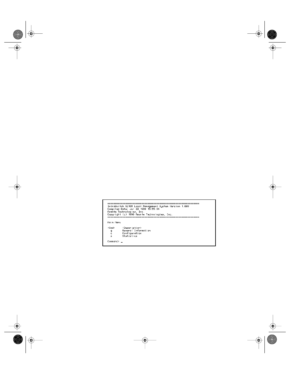 Figure 2-3, Local management interface main menu -10 | Asante Technologies 6200 User Manual | Page 35 / 188