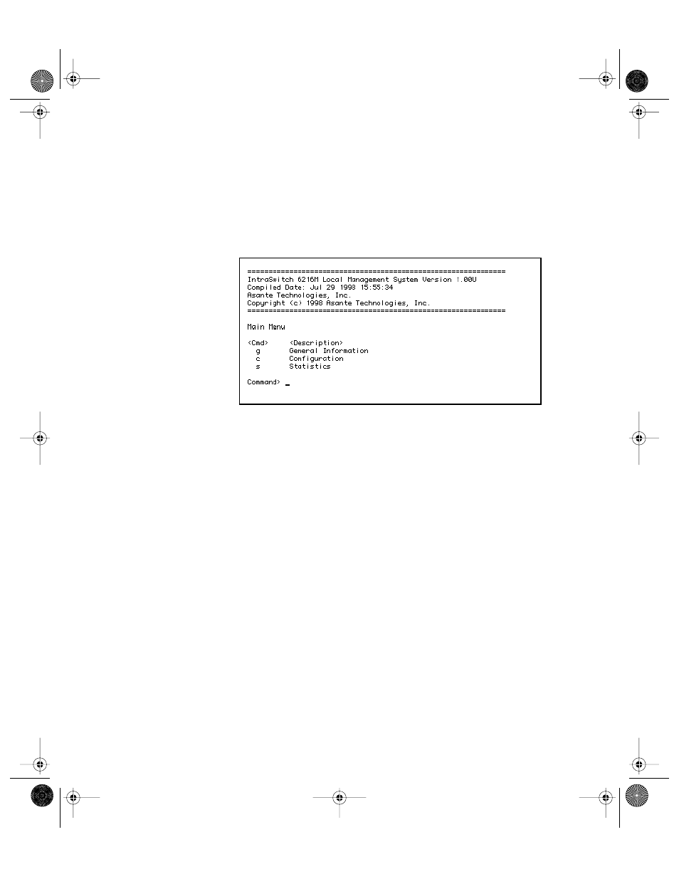 Local management interface, Accessing a submenu, Exiting a submenu | Local management interface -4, Main menu -4, Figure 5-1, Local management interface main menu -4 | Asante Technologies 6200 User Manual | Page 51 / 188