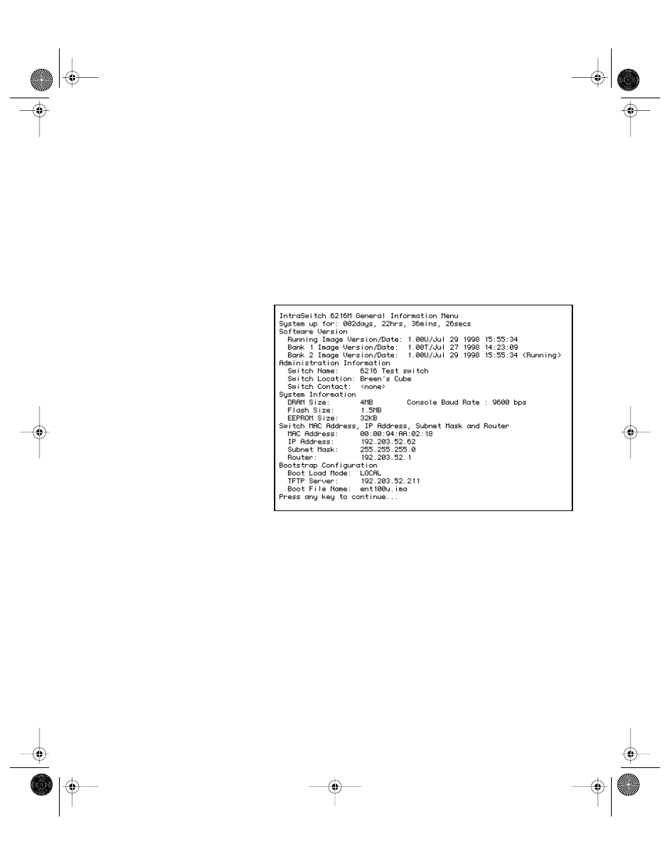 General information menu, General information menu -5, Accessing the general information menu -5 | Figure 5-2 | Asante Technologies 6200 User Manual | Page 52 / 188