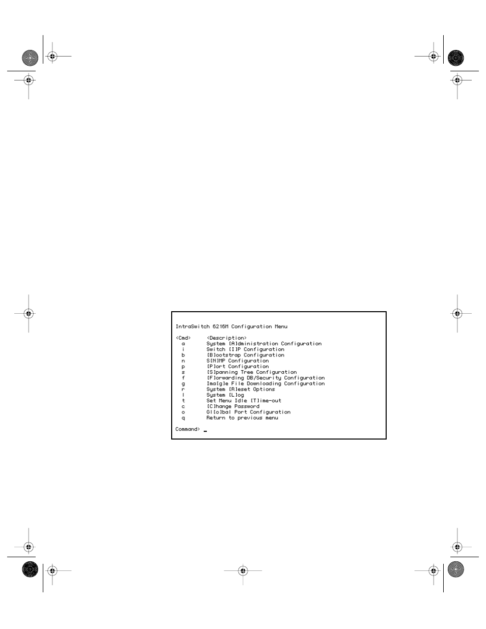 Configuration menu, Configuration menu -6, Logging into the configuration menu -6 | Figure 5-3 | Asante Technologies 6200 User Manual | Page 53 / 188