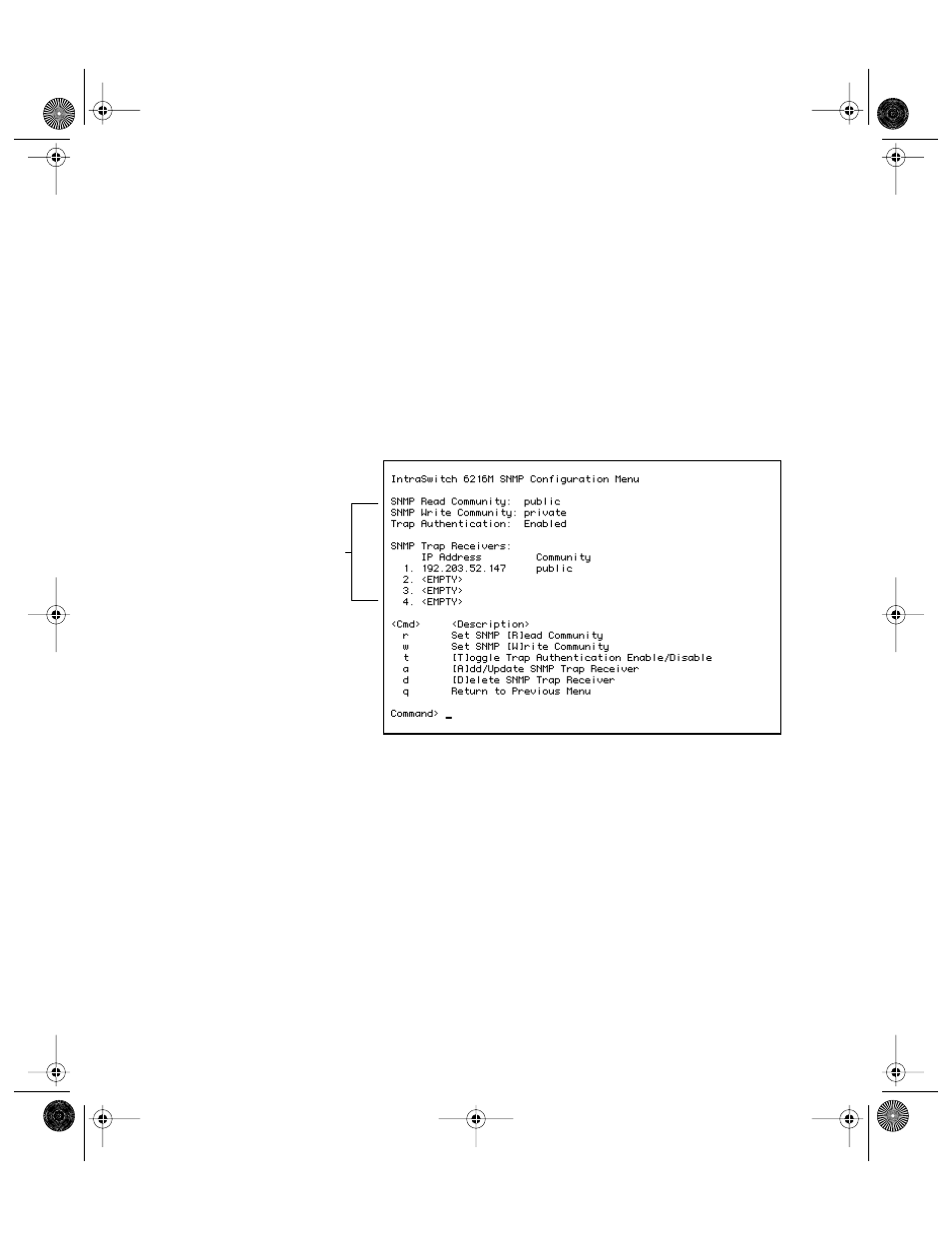 Snmp configuration -17, Figure 5-7, Snmp configuration menu -17 | Snmp configuration | Asante Technologies 6200 User Manual | Page 64 / 188