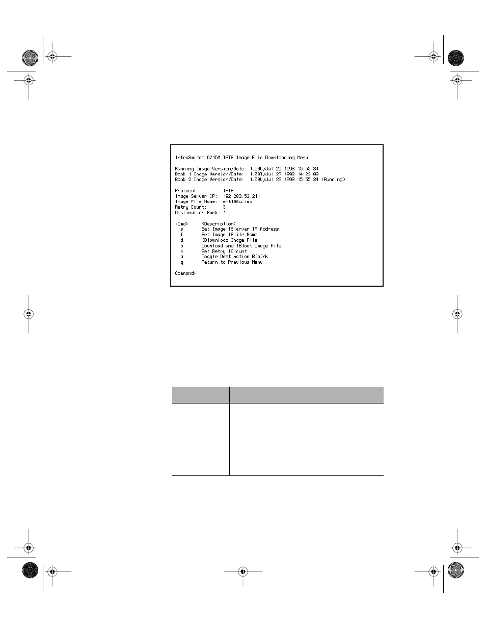 Figure 5-13, Image downloading menu -34, Table 5-10 | Image downloading menu settings -34 | Asante Technologies 6200 User Manual | Page 81 / 188