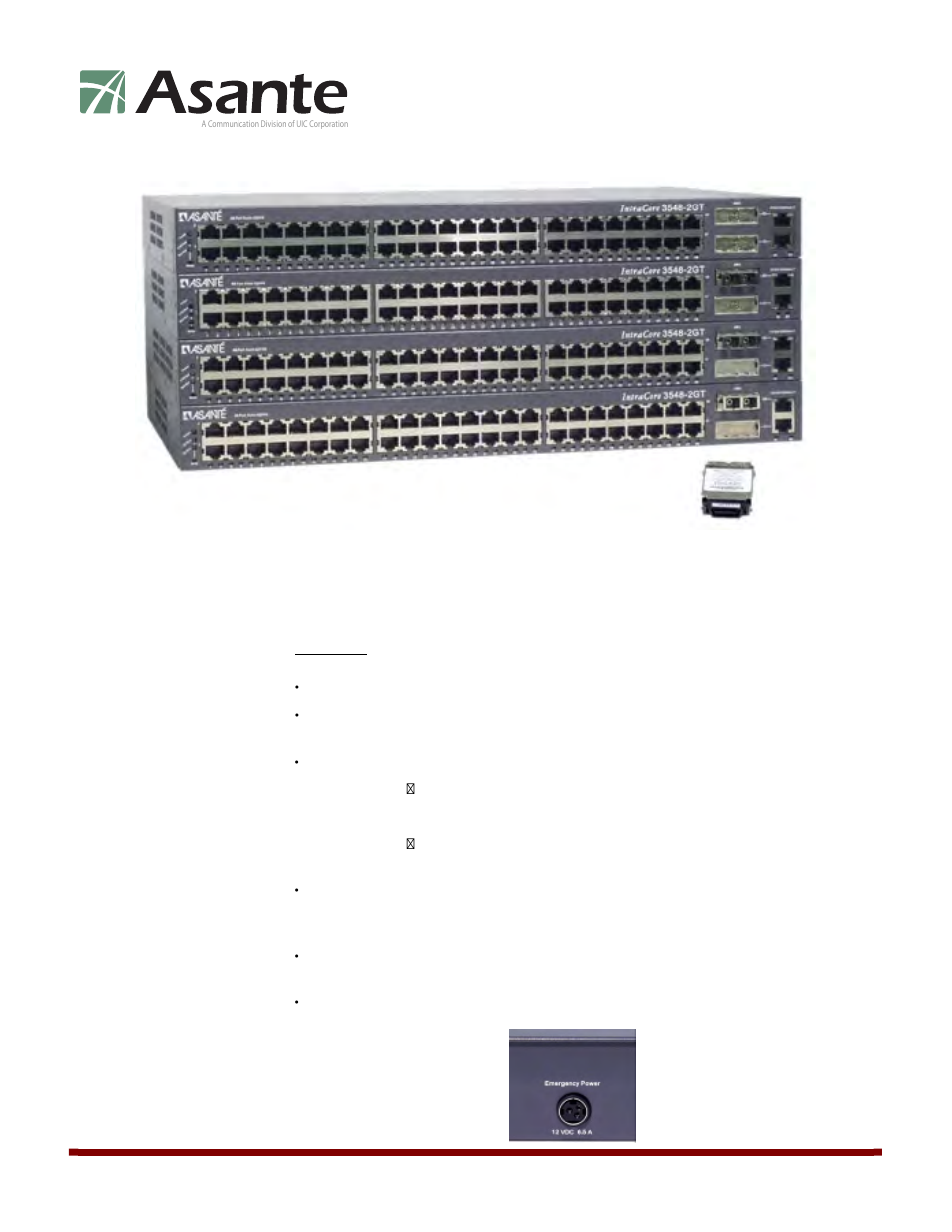 Asante Technologies IntraCore 3548-2GT Series User Manual | 4 pages