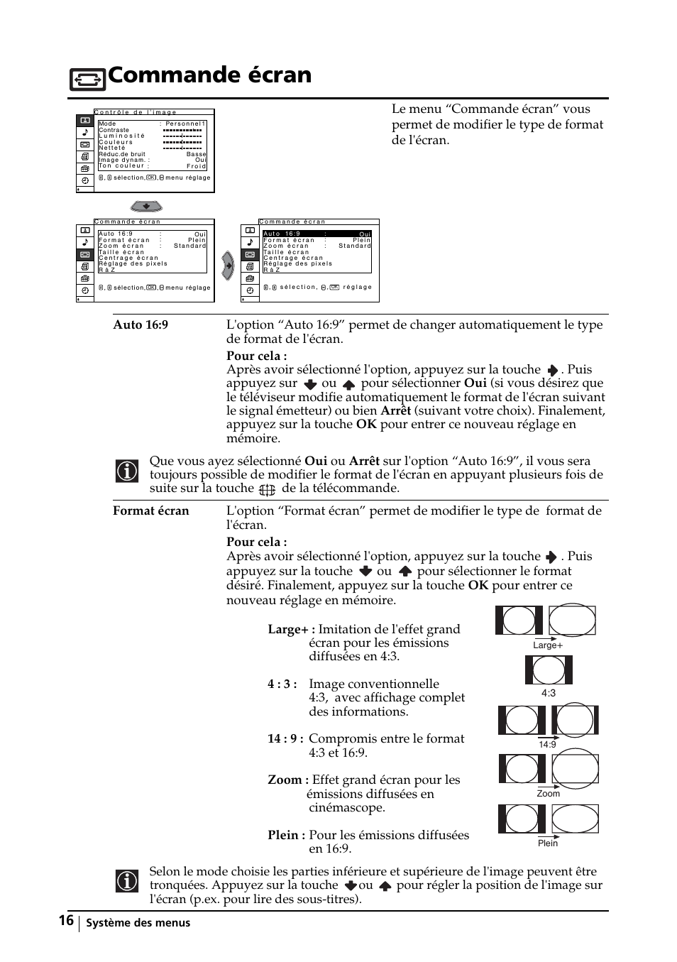 Commande écran | Sony KE-32TS2E User Manual | Page 113 / 135