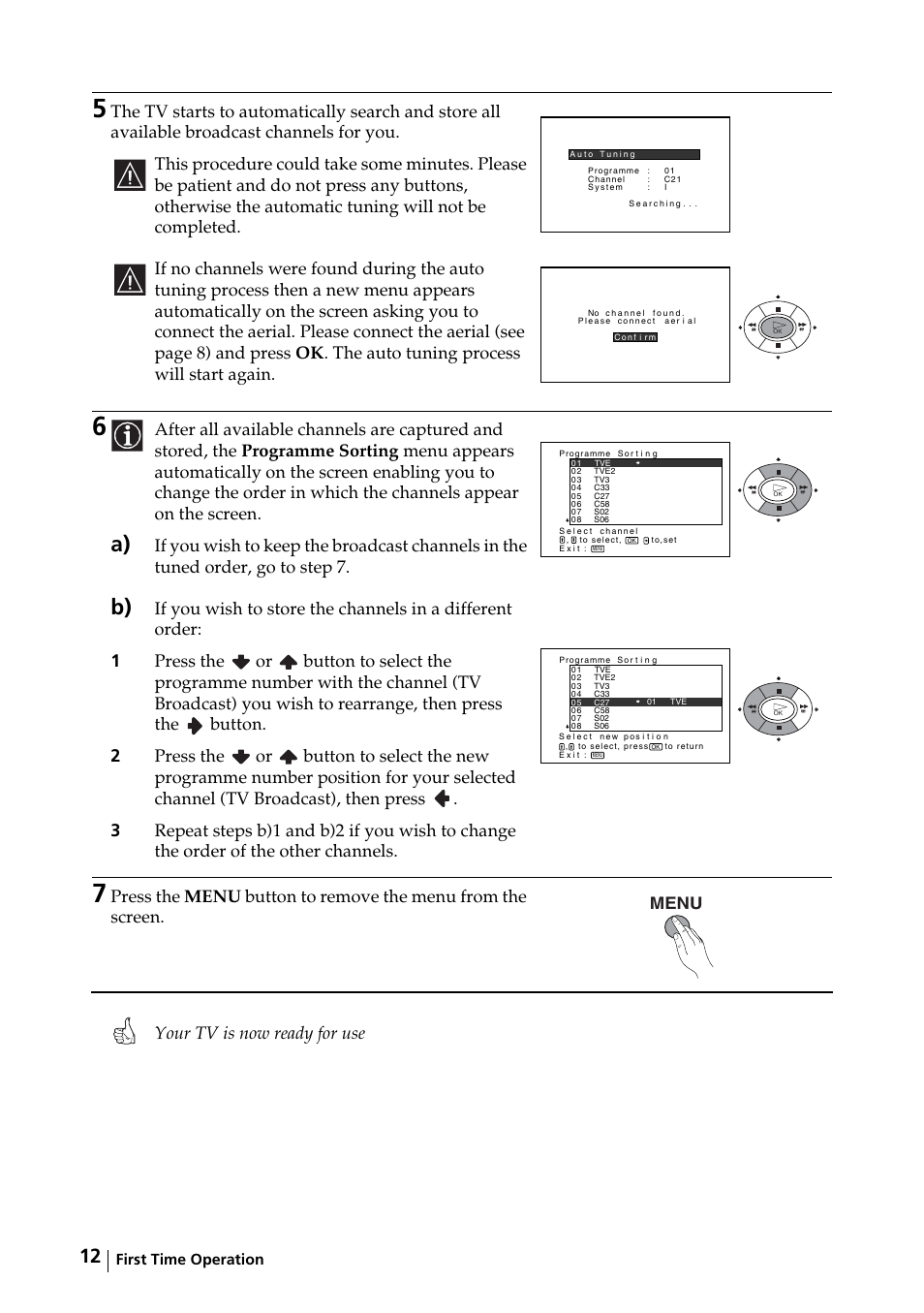 Menu | Sony KE-32TS2E User Manual | Page 12 / 135