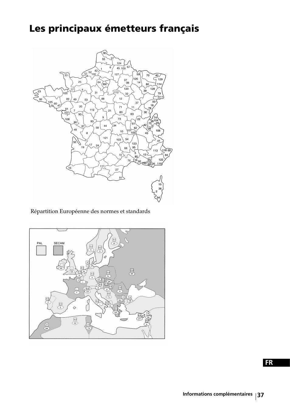 Les principaux émetteurs français | Sony KE-32TS2E User Manual | Page 134 / 135