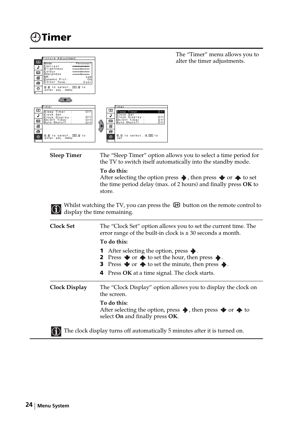 Timer | Sony KE-32TS2E User Manual | Page 24 / 135