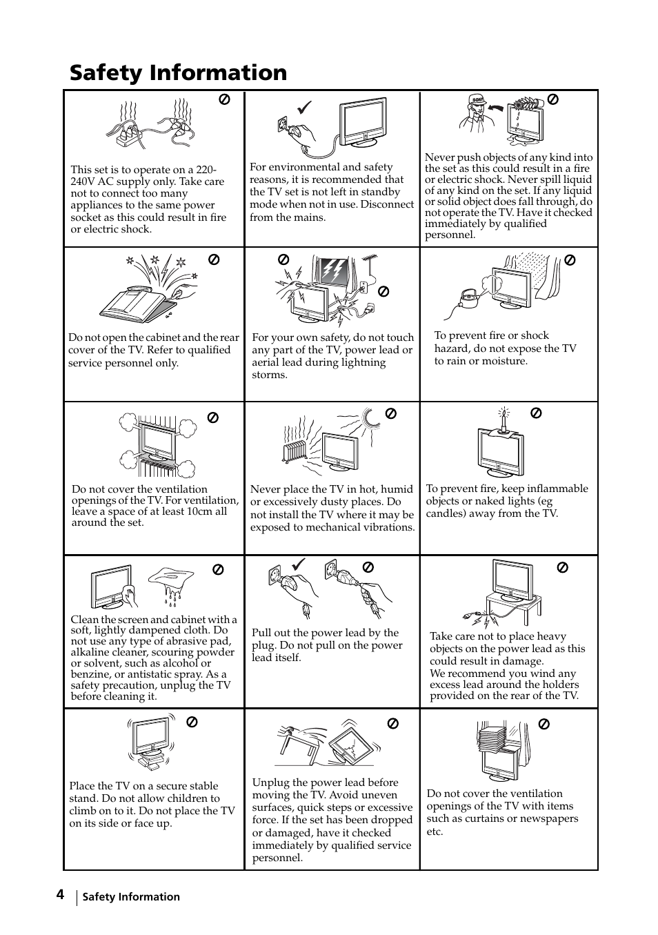 Safety information | Sony KE-32TS2E User Manual | Page 4 / 135