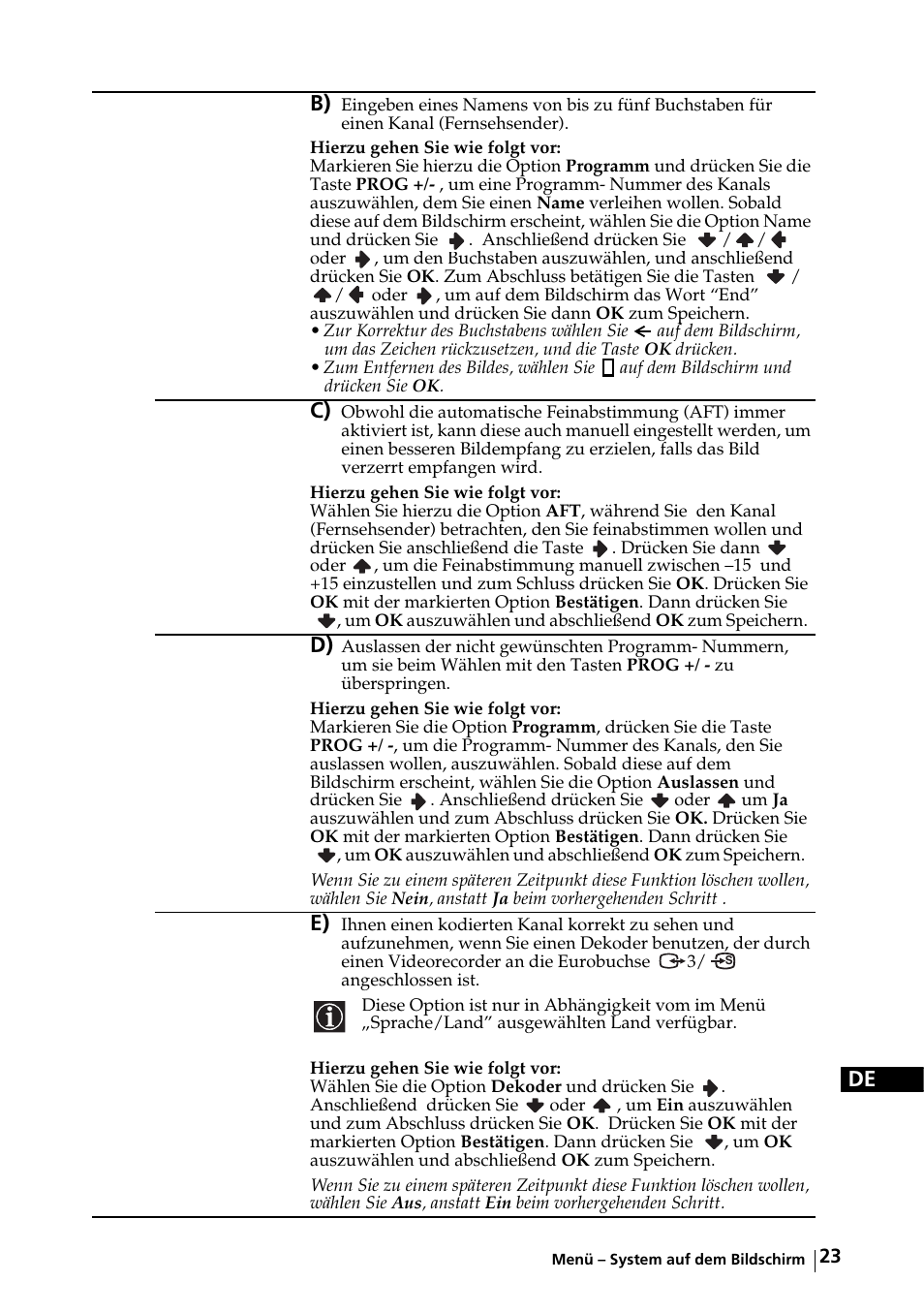 De b) | Sony KE-32TS2E User Manual | Page 56 / 135