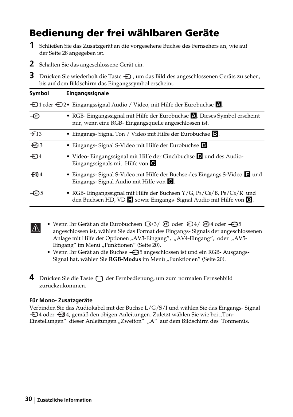 Bedienung der frei wählbaren geräte | Sony KE-32TS2E User Manual | Page 63 / 135