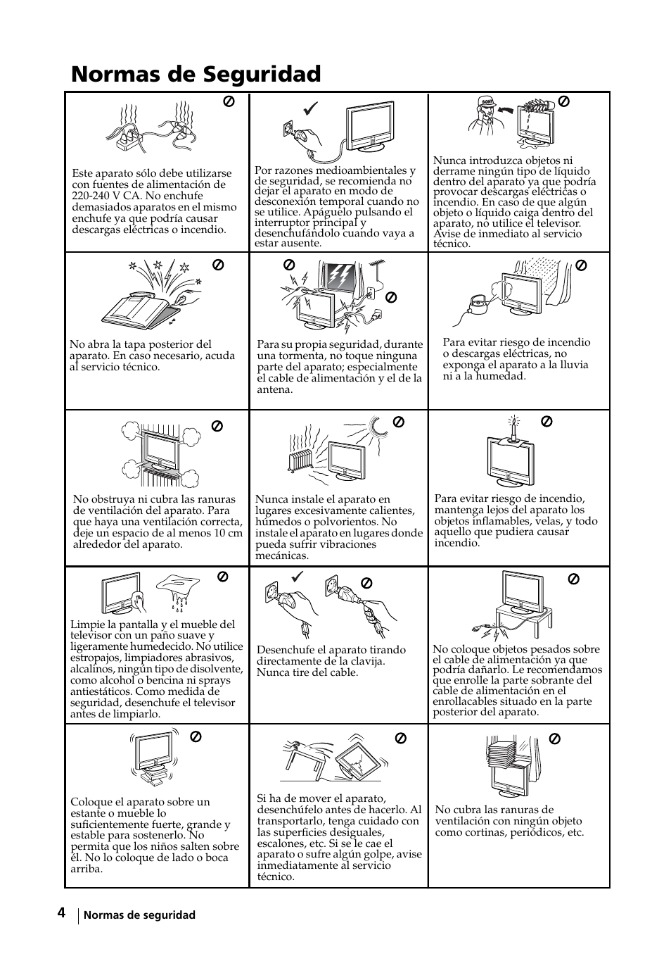 Normas de seguridad | Sony KE-32TS2E User Manual | Page 69 / 135