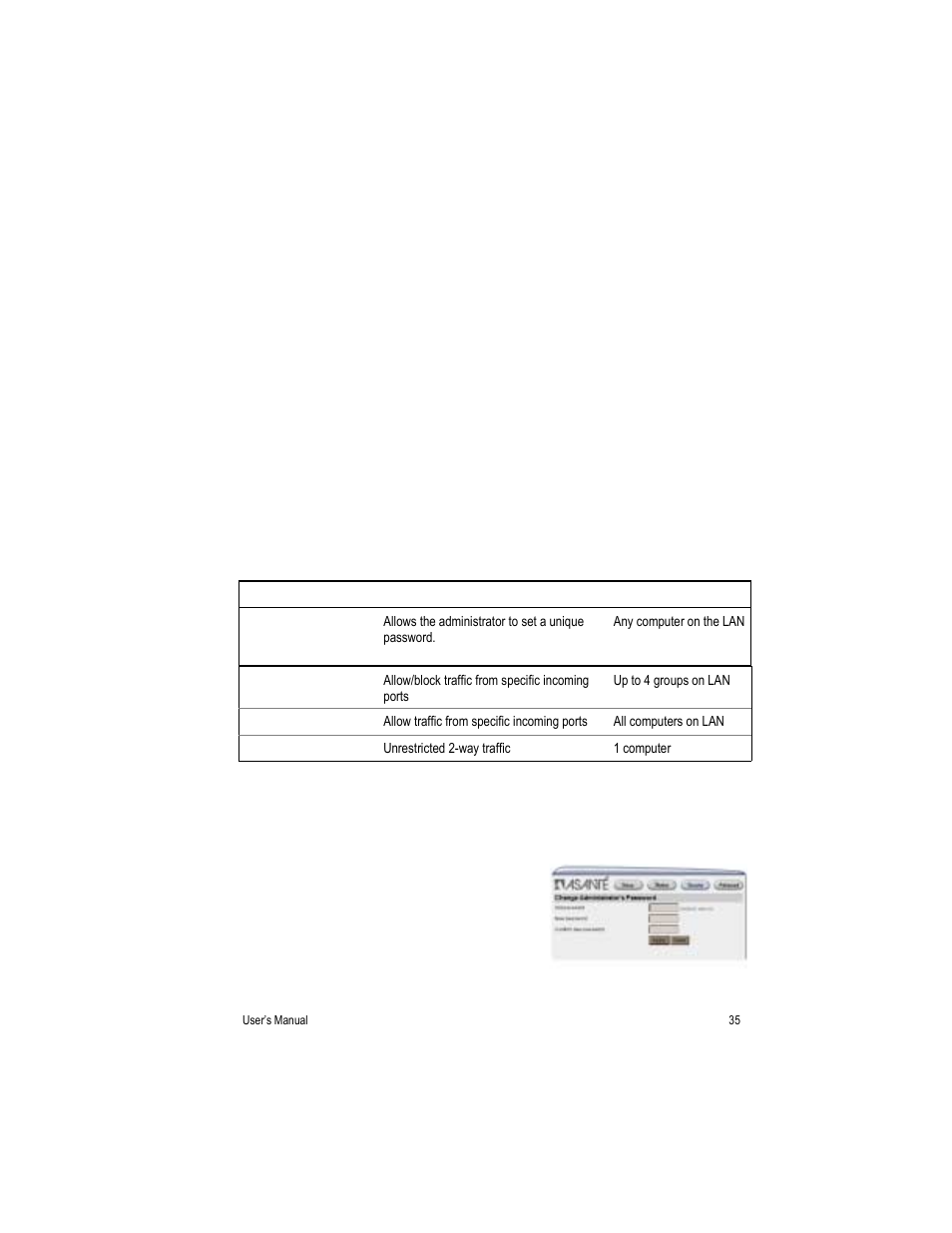 Chapter 7. security screen | Asante Technologies FR3000 Series User Manual | Page 35 / 84