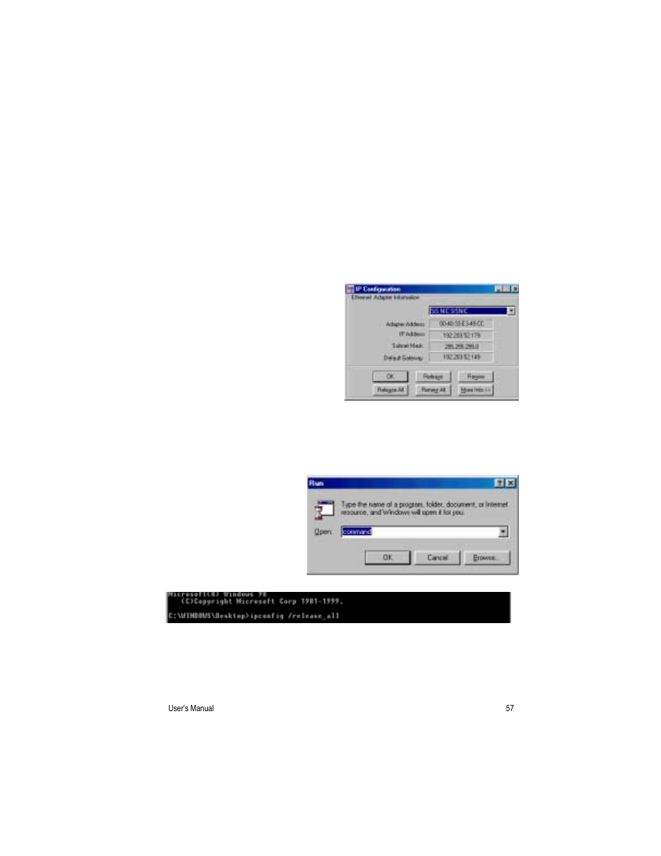 Appendix a. renewing client ip addresses | Asante Technologies FR3000 Series User Manual | Page 57 / 84