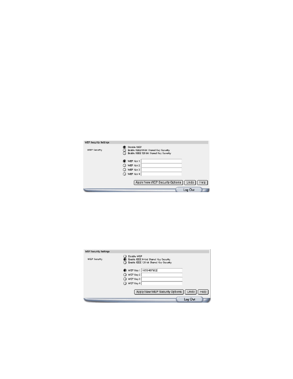 3 wep security settings screen | Asante Technologies FR3002AL User Manual | Page 12 / 16