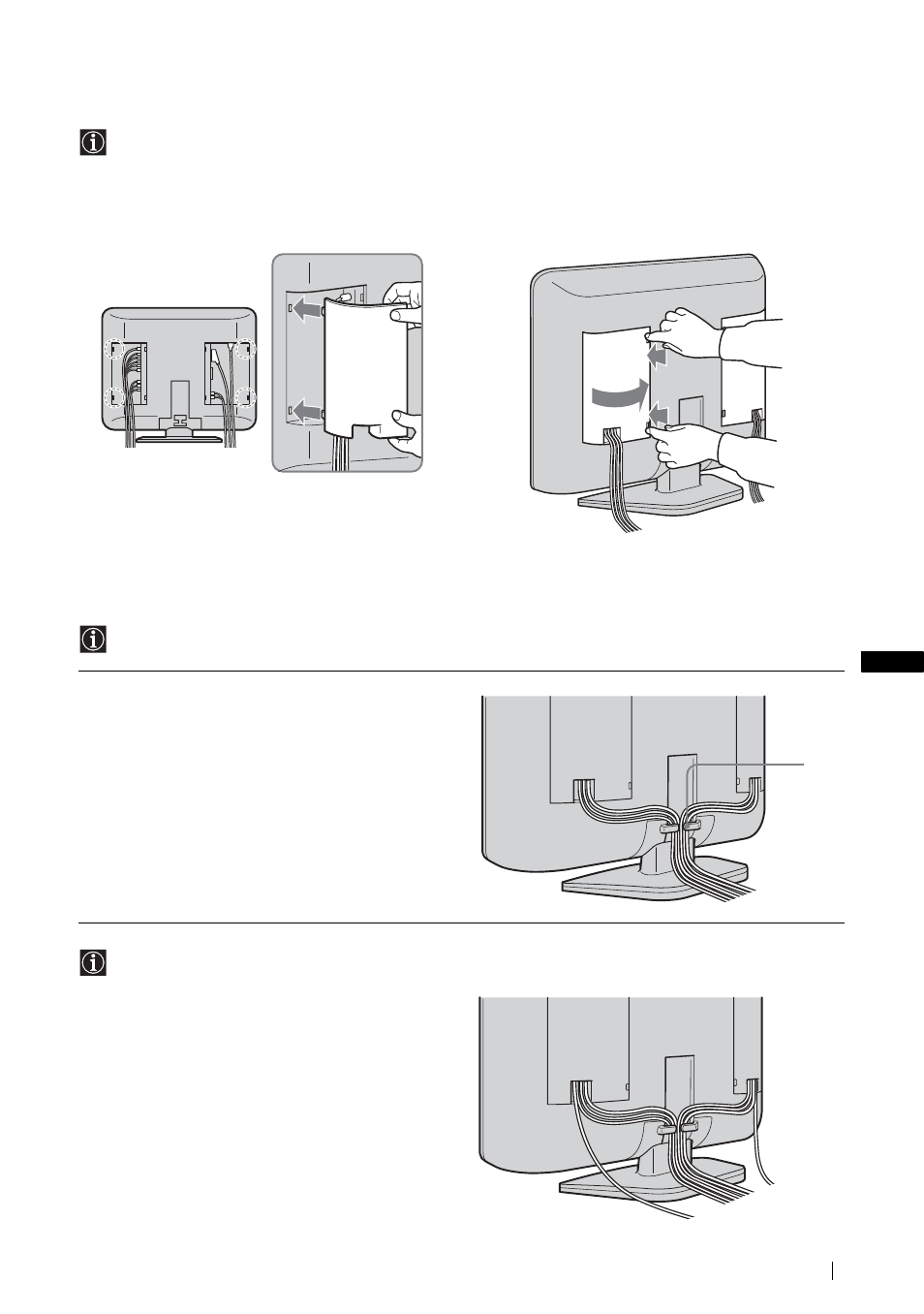 Fixation de la protection des câbles, Rangement des câbles | Sony KLV-L23M1 User Manual | Page 117 / 204