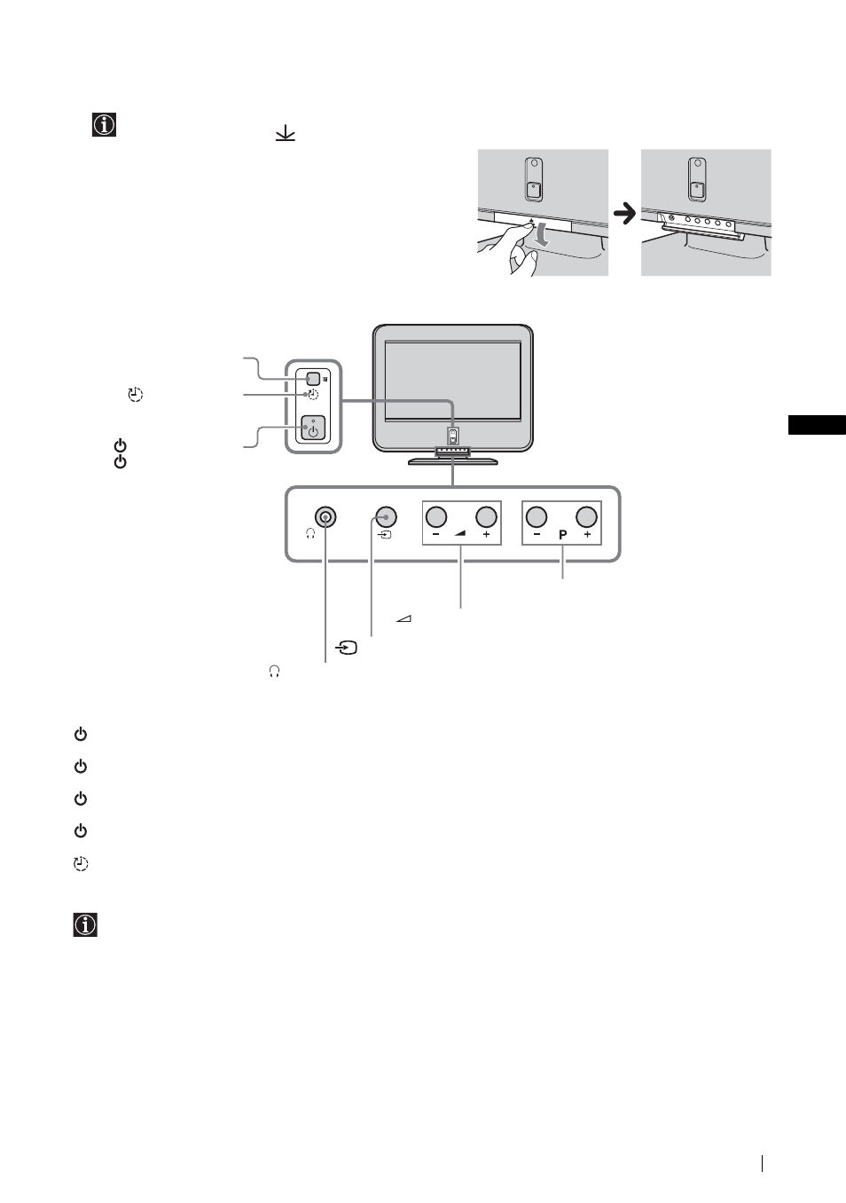 Overview of the tv buttons and indicators | Sony KLV-L23M1 User Manual | Page 13 / 204