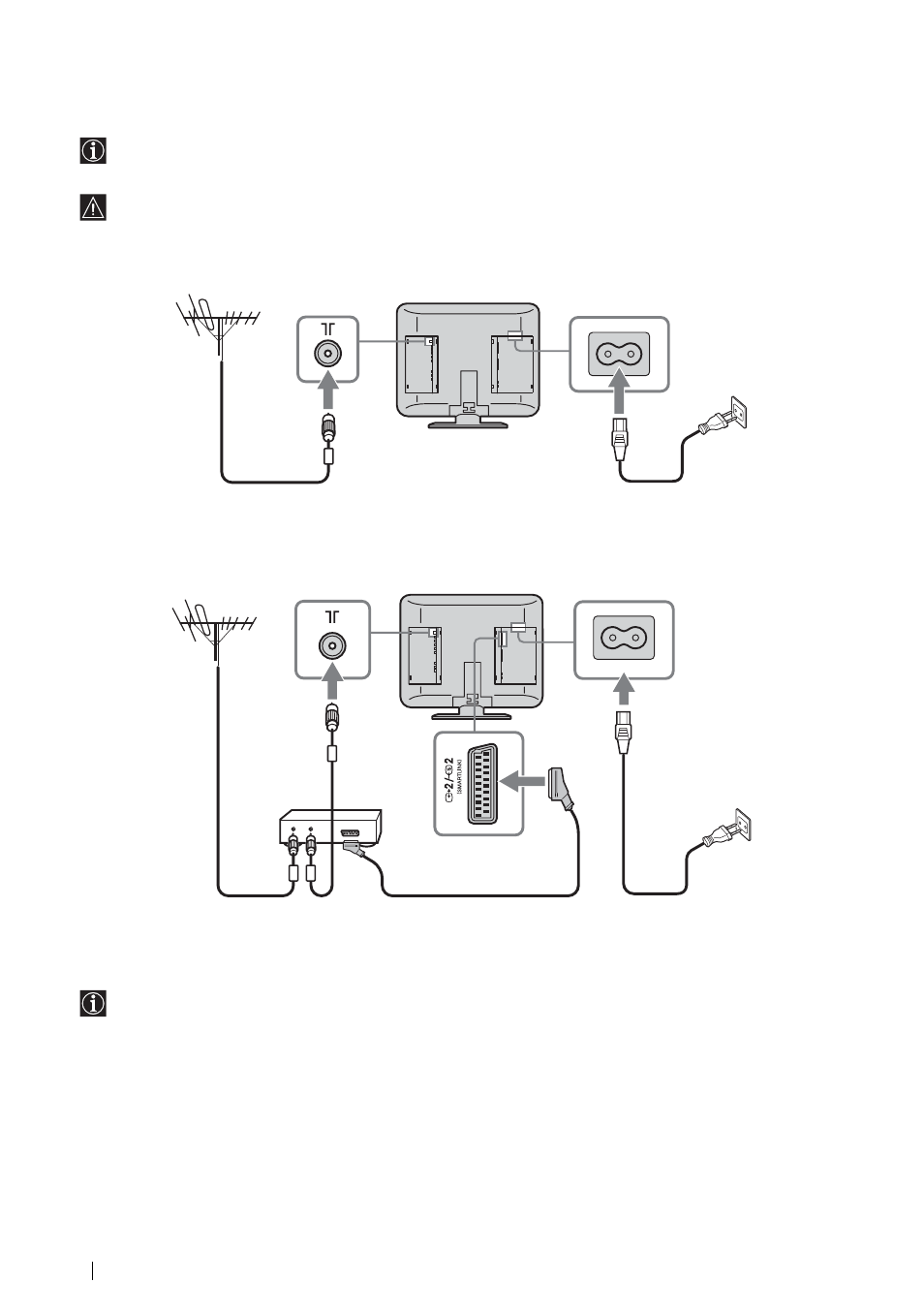 Een antenne en een videorecorder aansluiten, Een antenne aansluiten, Een videorecorder met een antenne aansluiten | Sony KLV-L23M1 User Manual | Page 168 / 204