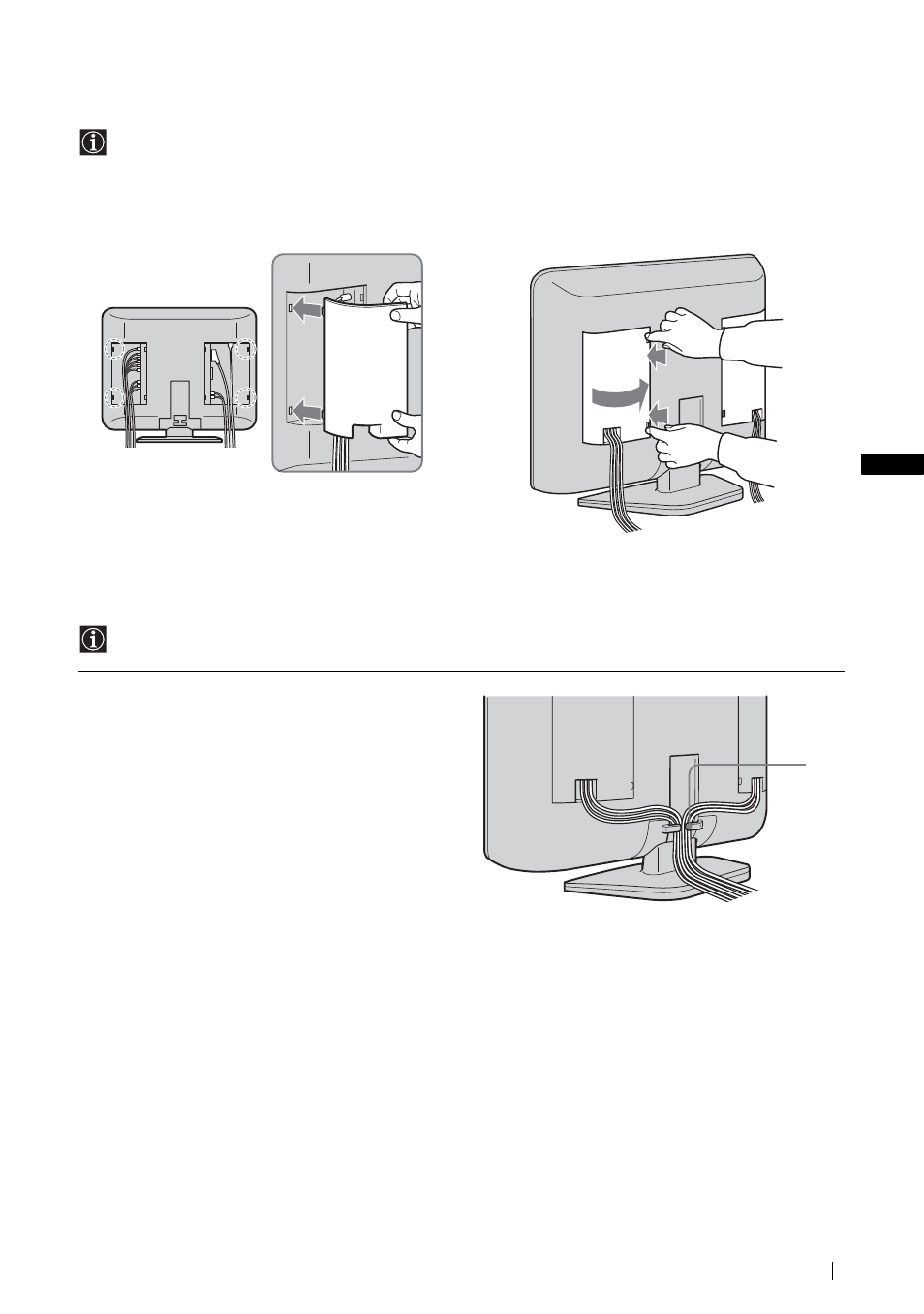 Attaching the cable covers, Bundling the cables, Attaching the cable covers bundling the cables | Sony KLV-L23M1 User Manual | Page 19 / 204