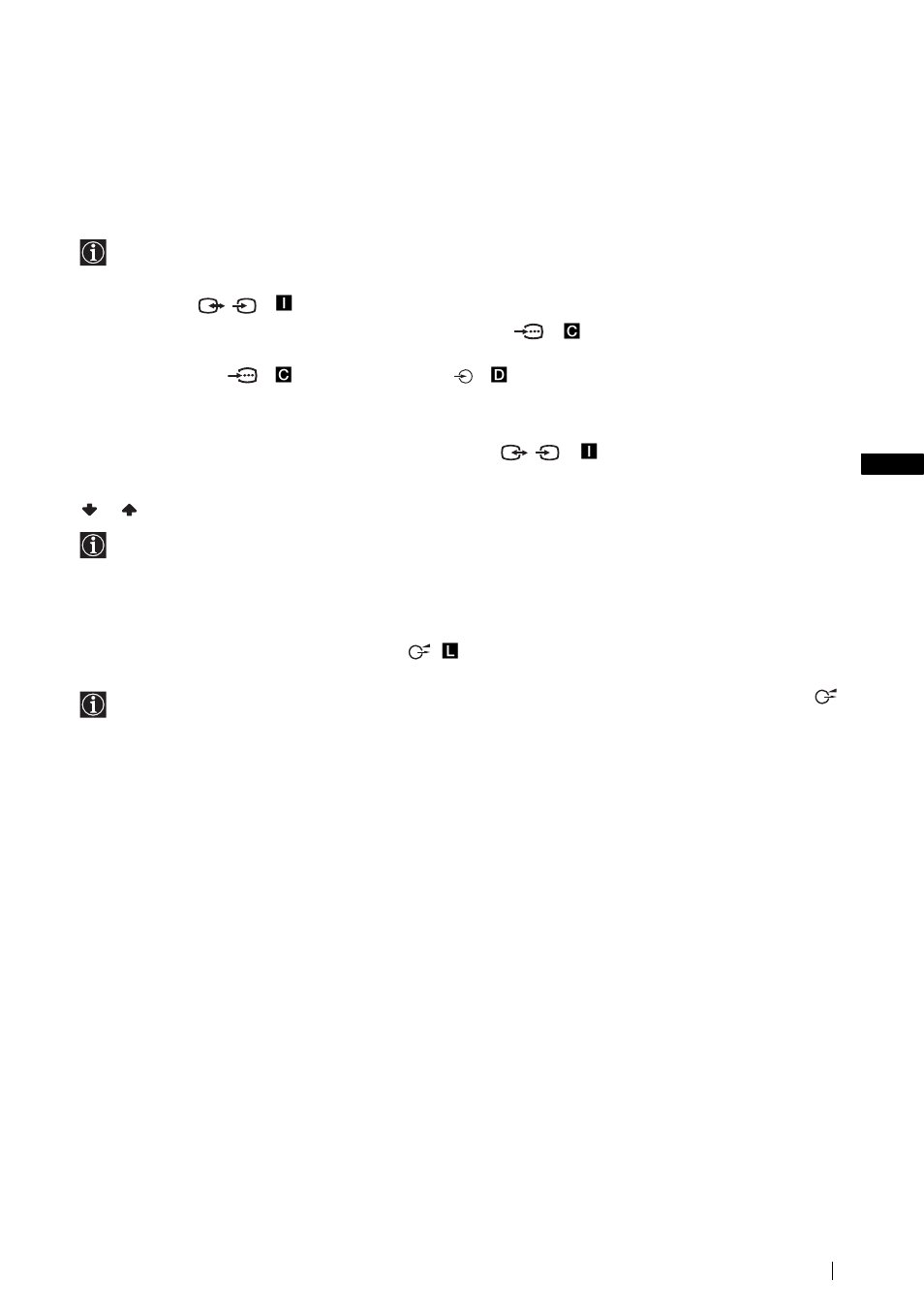 Gb connecting a vcr, Connecting a decoder, Connecting external audio equipment | Sony KLV-L23M1 User Manual | Page 43 / 204