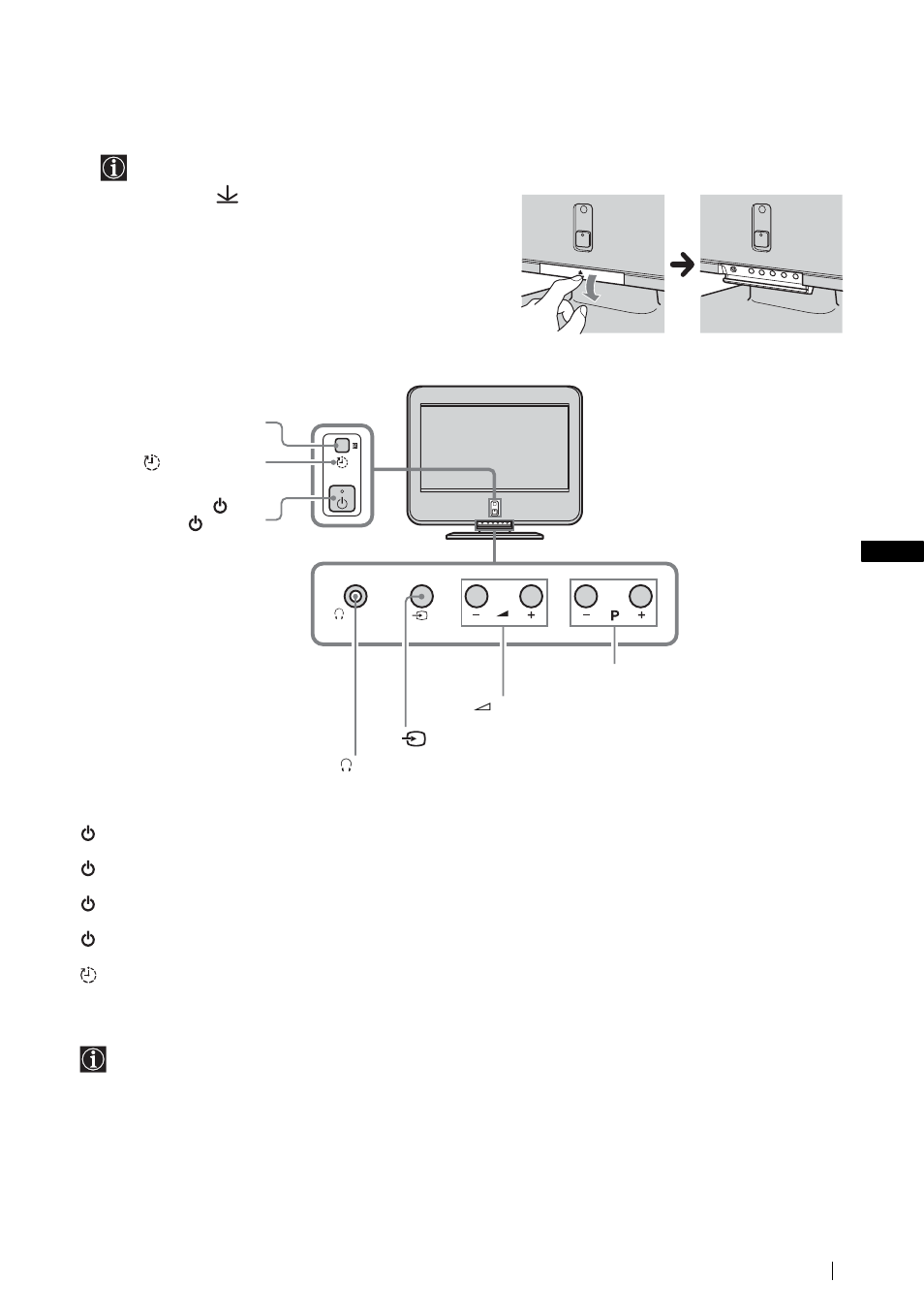 Übersicht über die bedienelemente und anzeigen am, Fernsehgerät | Sony KLV-L23M1 User Manual | Page 63 / 204