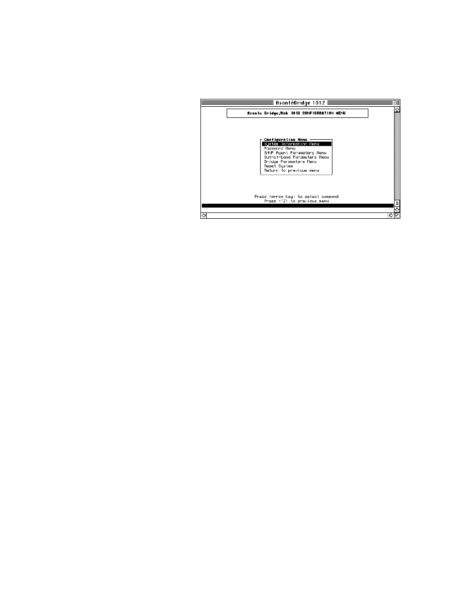 Configuration menu system | Asante Technologies 1012 User Manual | Page 63 / 110