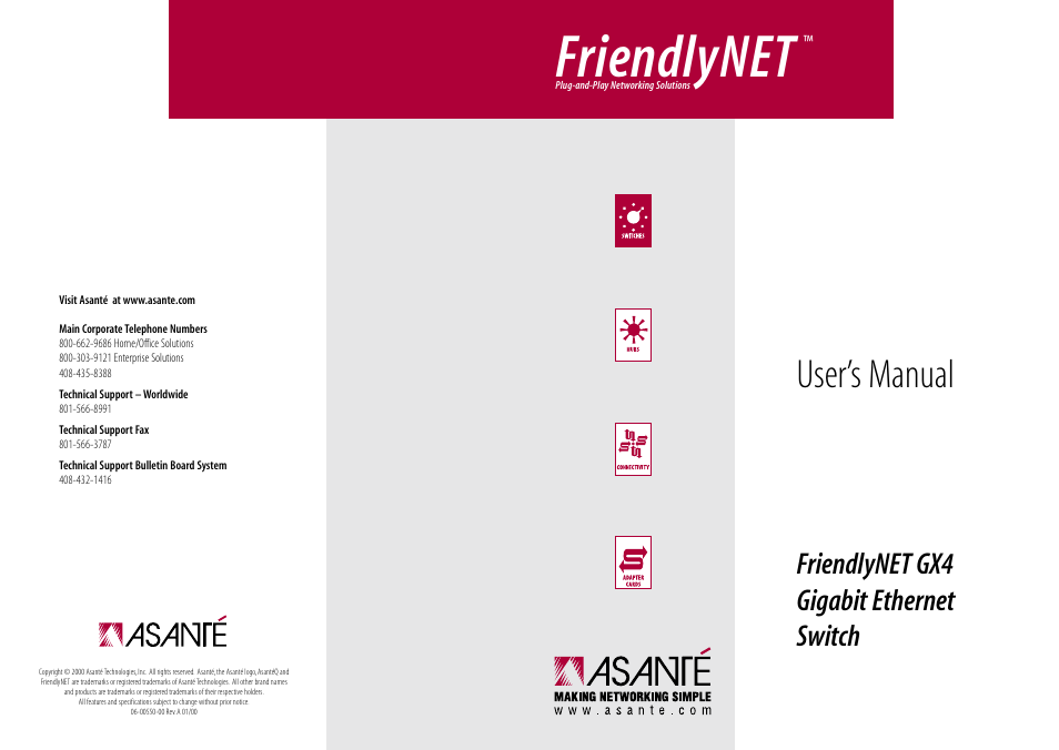 Asante Technologies GX4 User Manual | 10 pages
