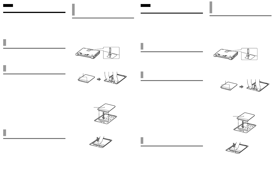 Installation eines speichermoduls, Installation d’un module de mémoire, Vorbereitung | Sicherheitsmaßnahmen, Technische daten, Avant utilisation, Précautions, Spécifications | Sony PCGA-MM164 User Manual | Page 2 / 2