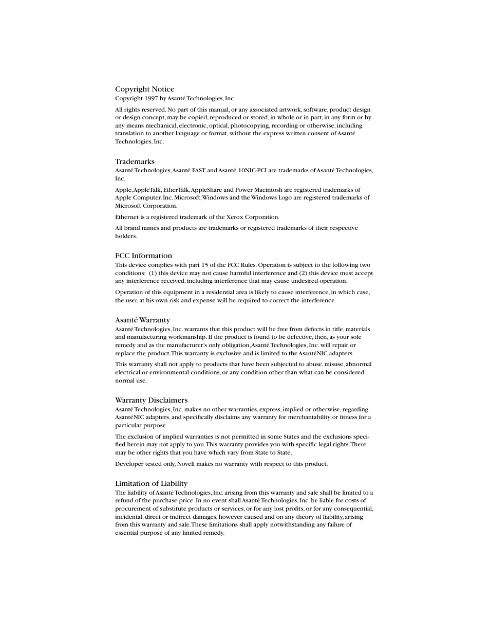 Asante Technologies 10NIC-PCITM User Manual | Page 2 / 50