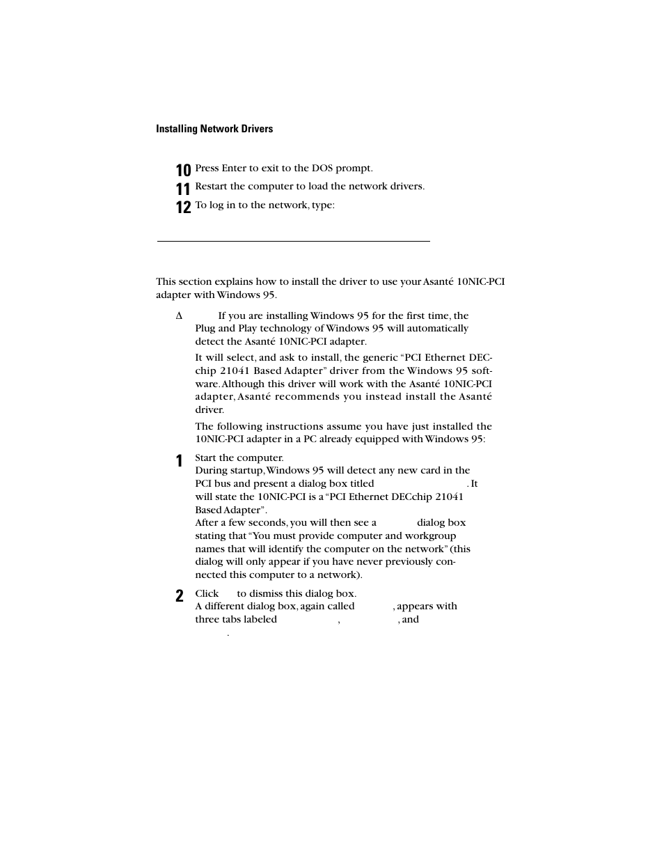 Microsoft windows 95 | Asante Technologies 10NIC-PCITM User Manual | Page 26 / 50