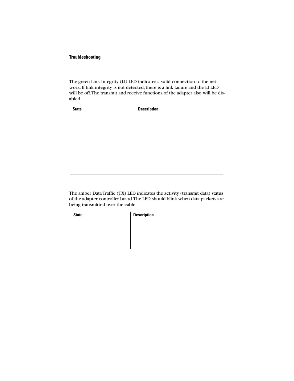 Link integrity led, Data traffic led | Asante Technologies 10NIC-PCITM User Manual | Page 36 / 50
