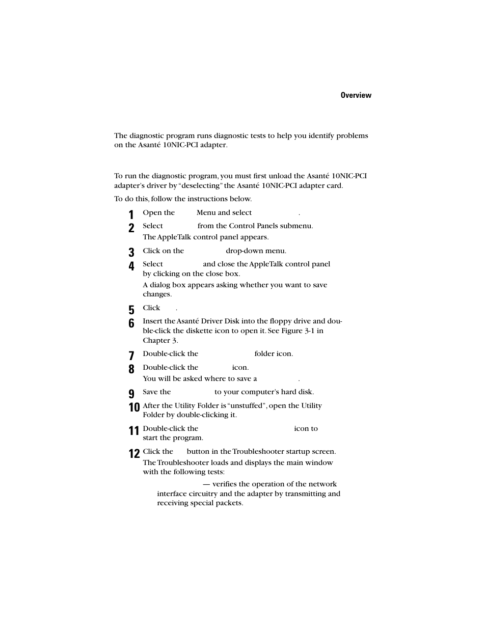 Using the diagnostic program | Asante Technologies 10NIC-PCITM User Manual | Page 37 / 50