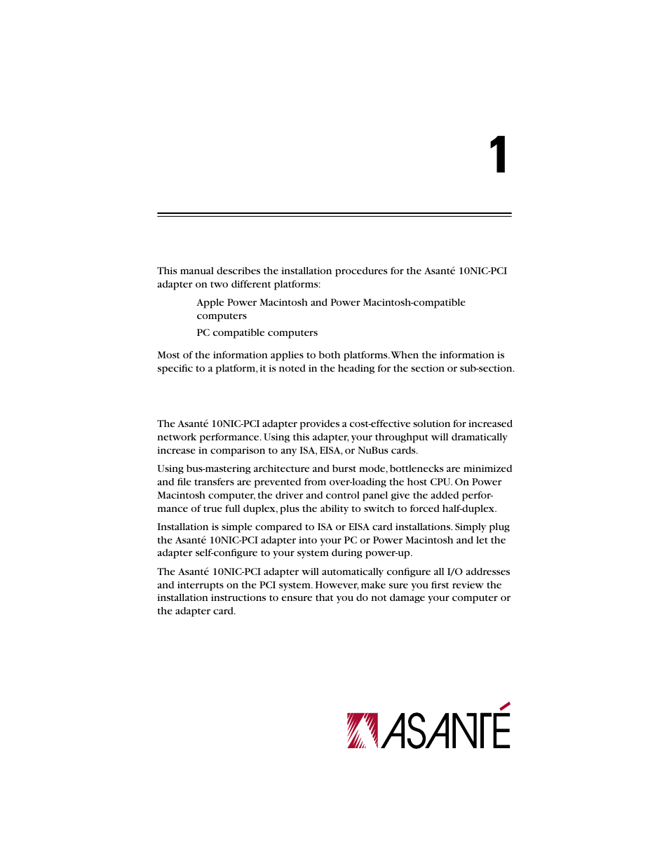 Introduction | Asante Technologies 10NIC-PCITM User Manual | Page 5 / 50