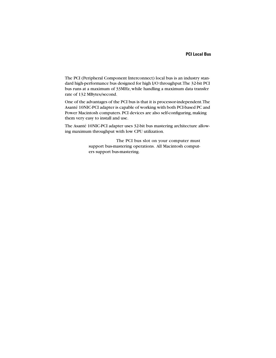 Pci local bus | Asante Technologies 10NIC-PCITM User Manual | Page 7 / 50
