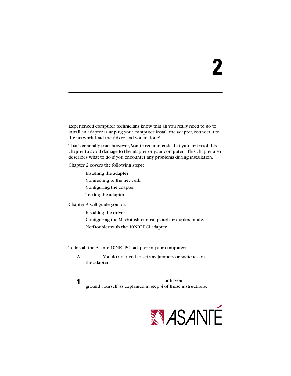 Installation, Overview | Asante Technologies 10NIC-PCITM User Manual | Page 9 / 50