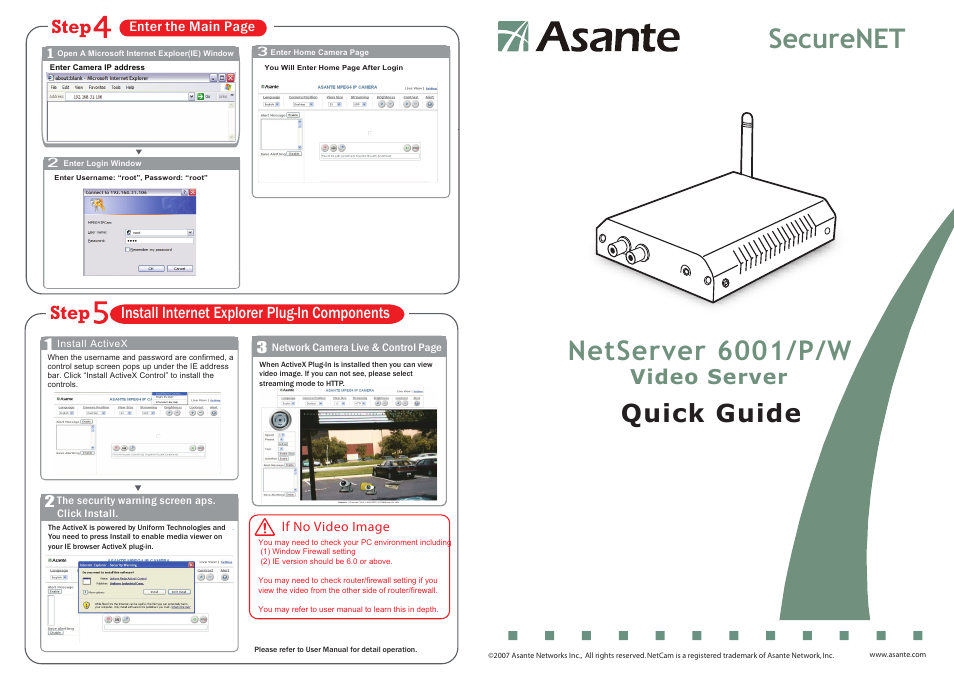 Asante Technologies SECURE NET 6001/P/W User Manual | 3 pages