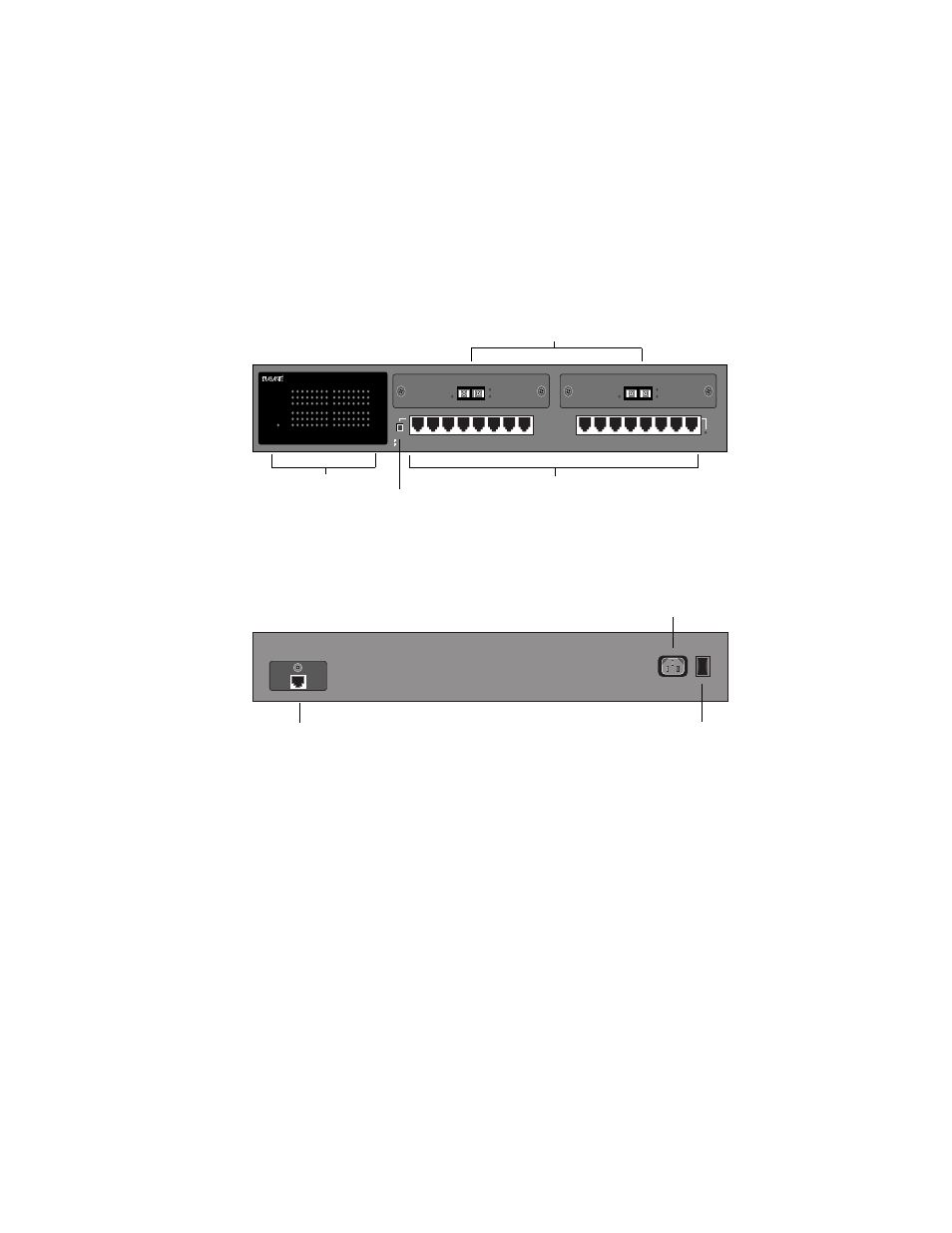 Fs7016 base unit, Expansion modules, Gigabit sx xp module | Fs7016 base unit -3, Expansion modules -3, Gigabit sx xp module -3, Expansion modules page 2-3, Power connector power switch mii slot | Asante Technologies 7000 User Manual | Page 15 / 39