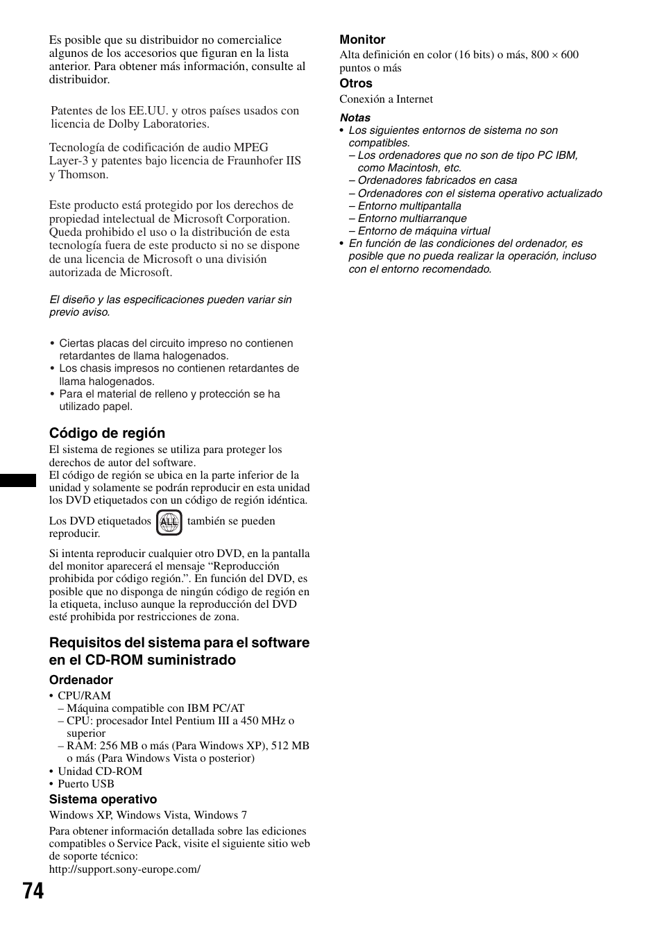 Código de región | Sony XNV-660BT User Manual | Page 152 / 248