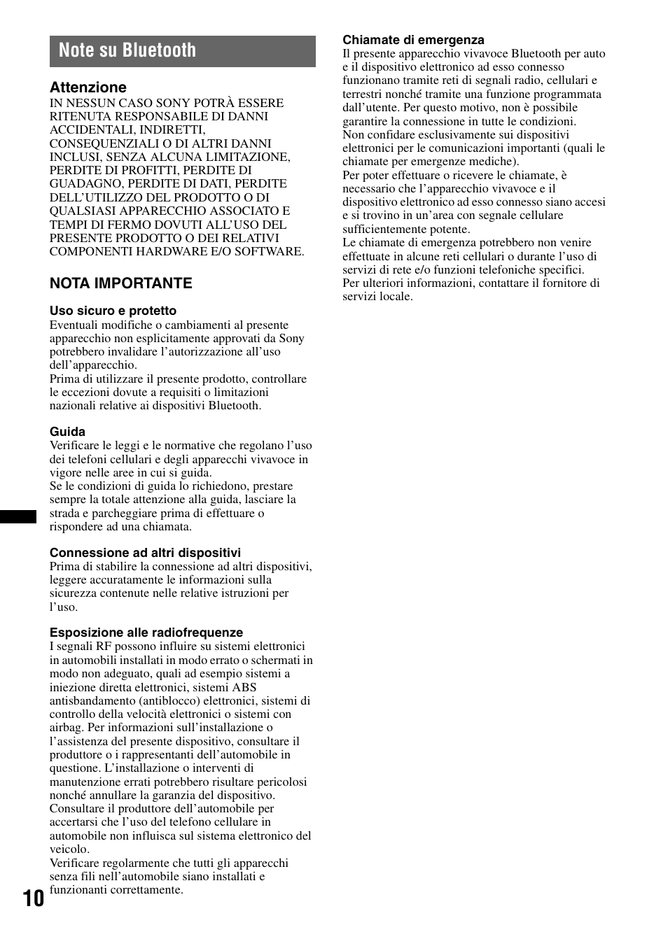 Note su bluetooth | Sony XNV-660BT User Manual | Page 170 / 248