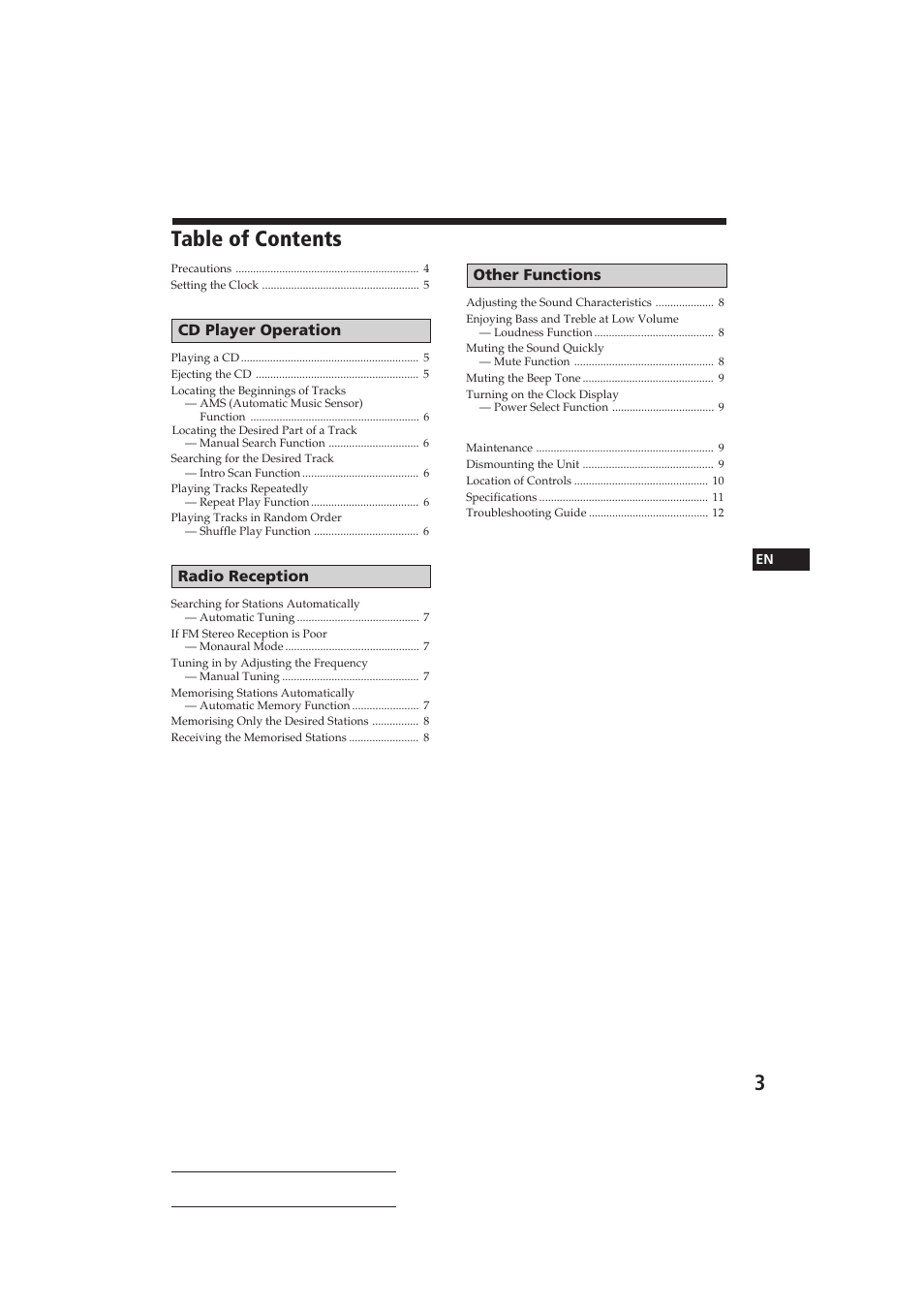 Sony CDX-2100 User Manual | Page 3 / 25