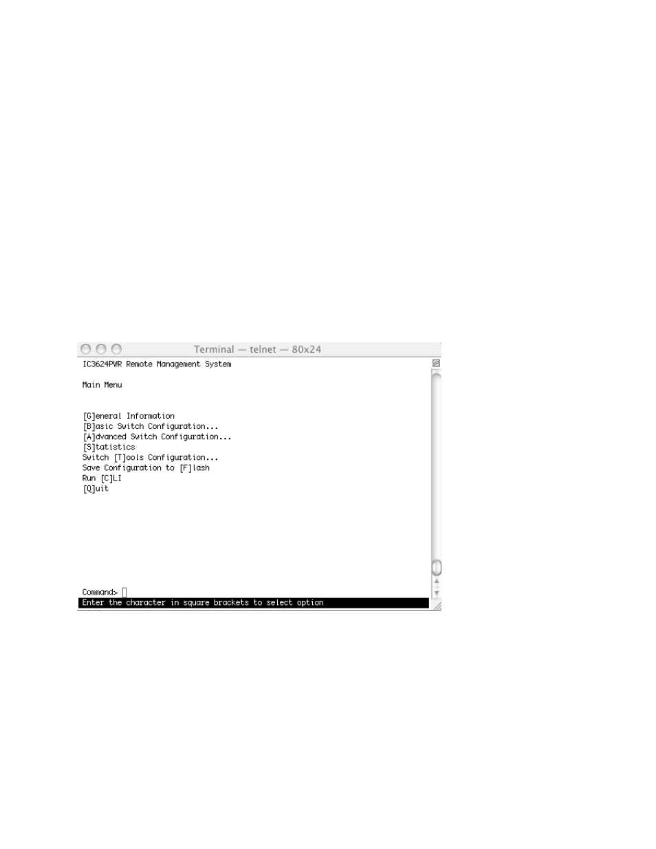 Chapter 6: using the interface, 1 general information menu | Asante Technologies IC3624PWR User Manual | Page 28 / 87