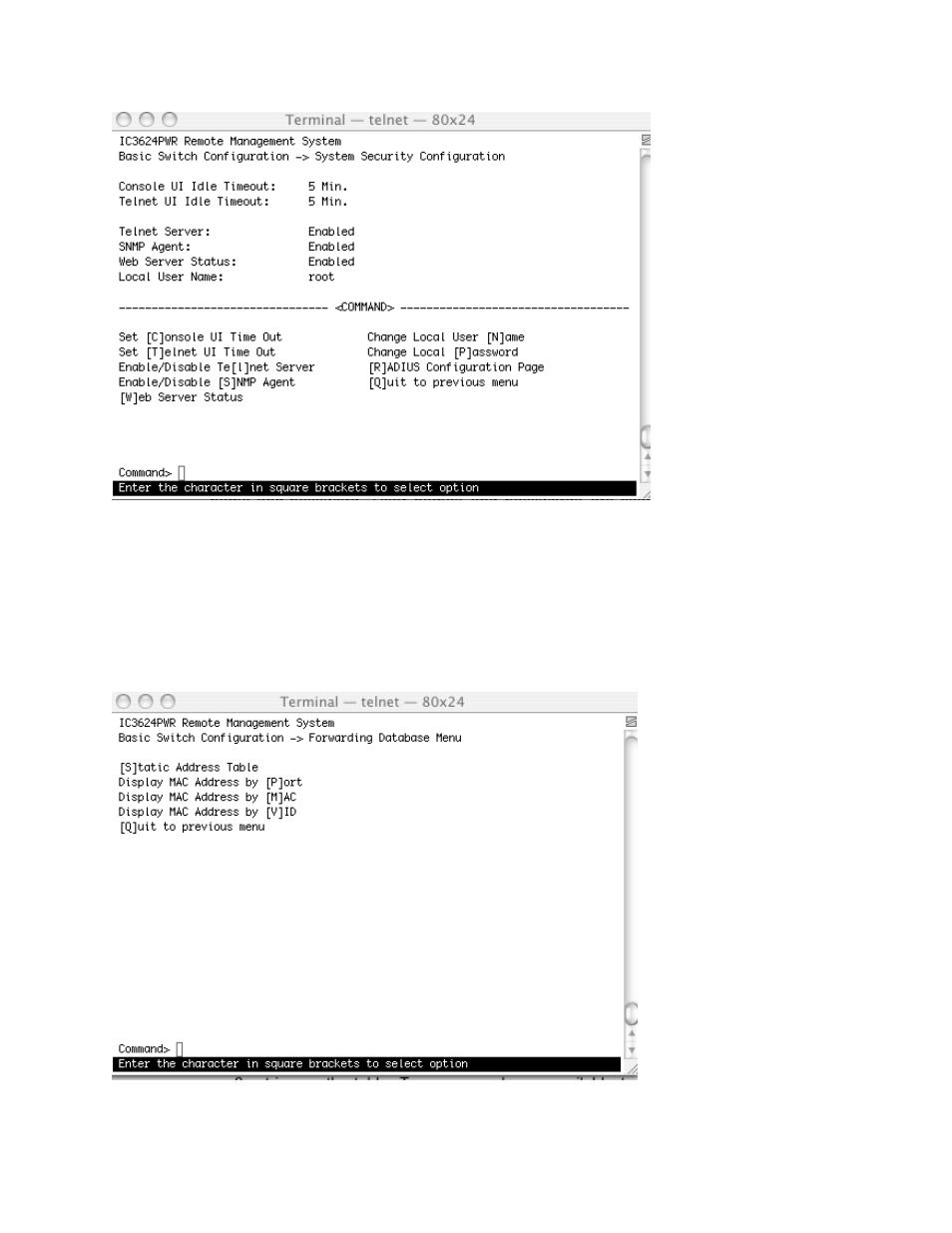 6 forwarding db | Asante Technologies IC3624PWR User Manual | Page 38 / 87