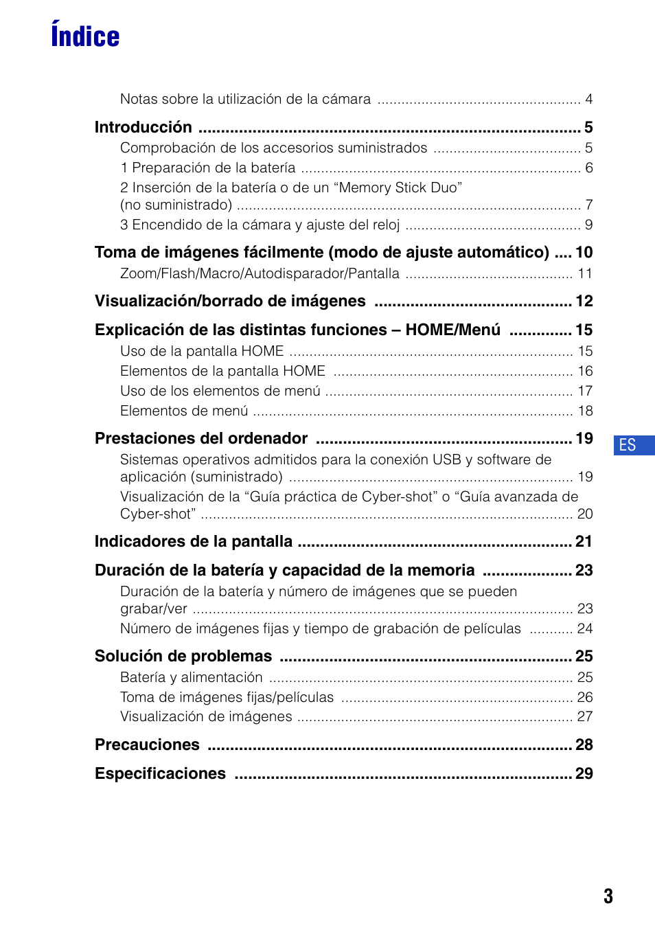 Índice | Sony DSC-T20 User Manual | Page 33 / 60