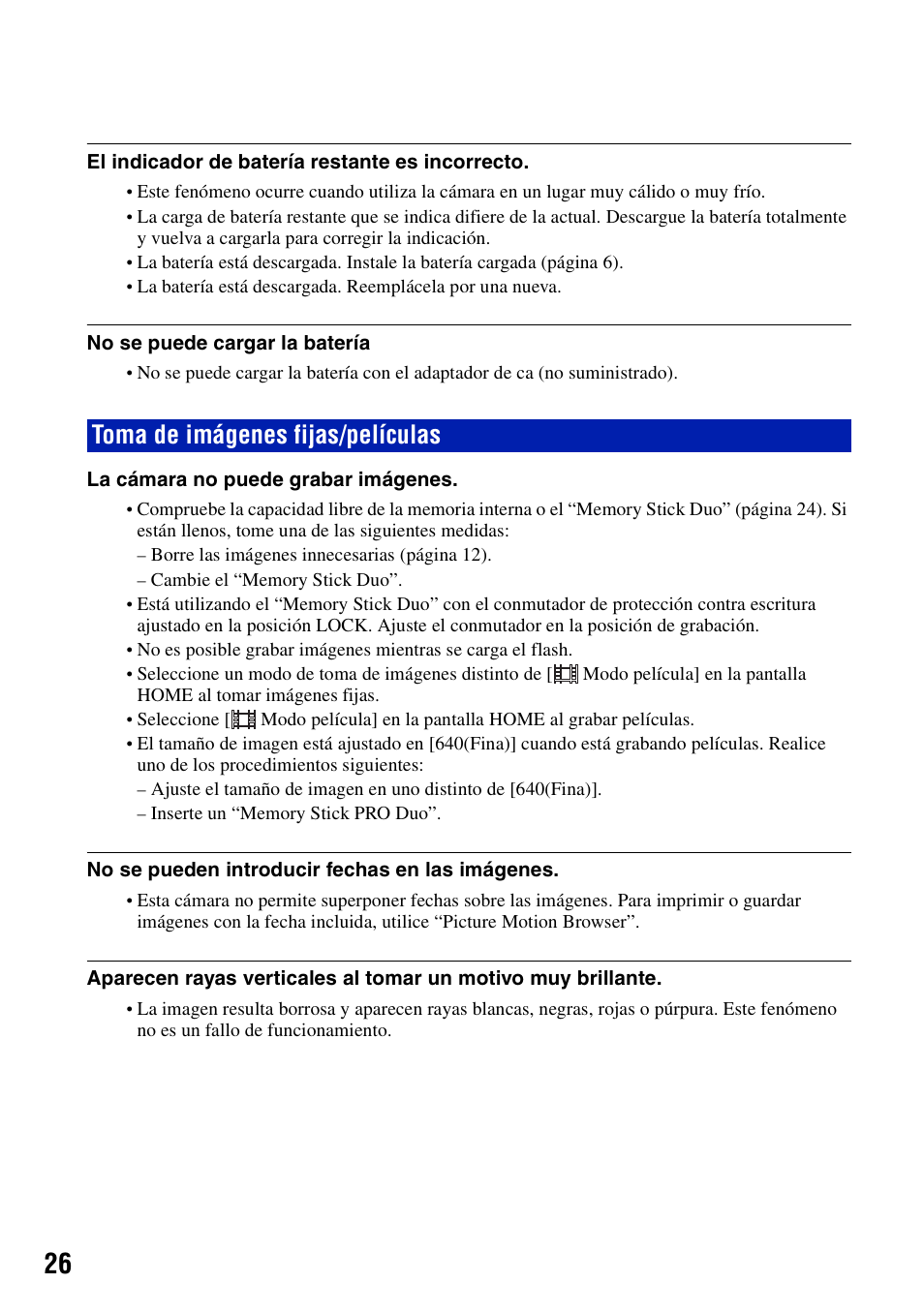 Toma de imágenes fijas/películas | Sony DSC-T20 User Manual | Page 56 / 60
