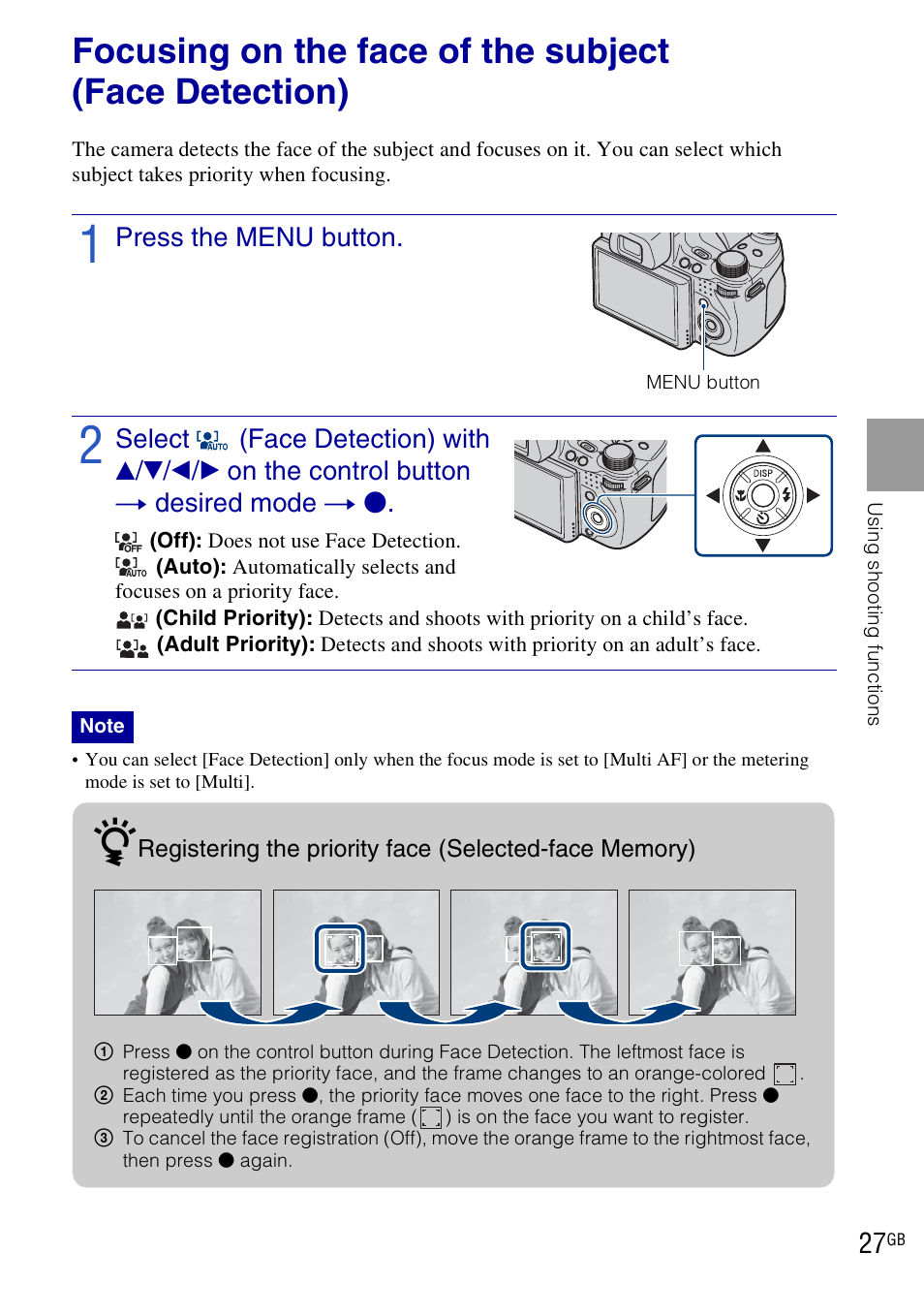 Sony DSC-HX1 User Manual | Page 27 / 151