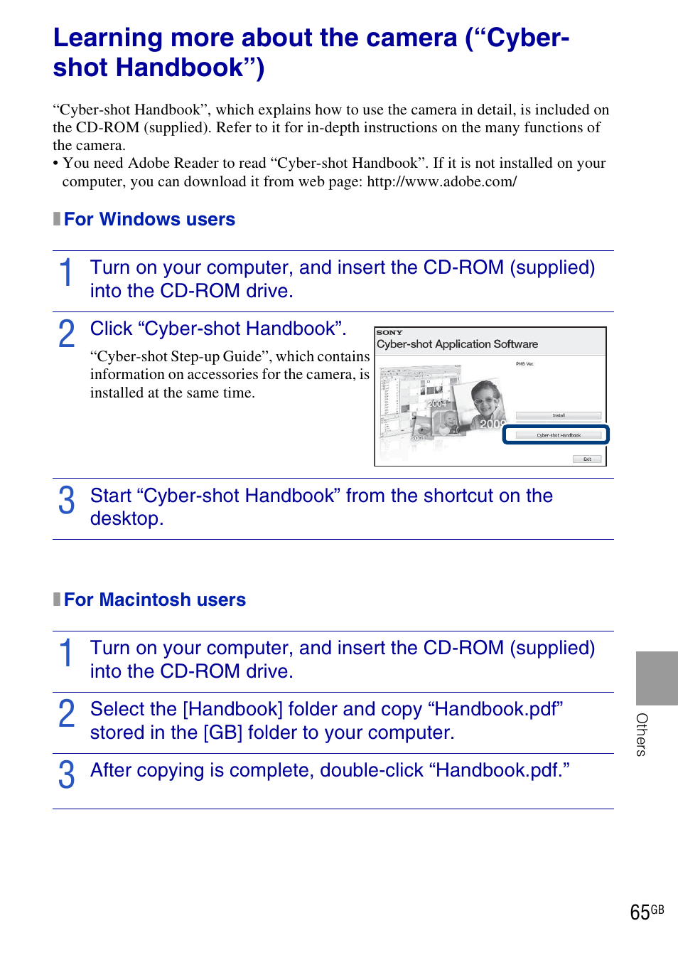 Others | Sony DSC-HX1 User Manual | Page 65 / 151