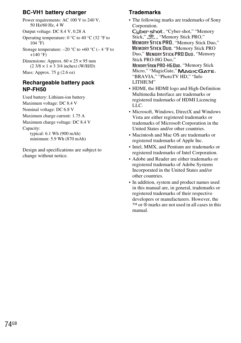 Sony DSC-HX1 User Manual | Page 74 / 151