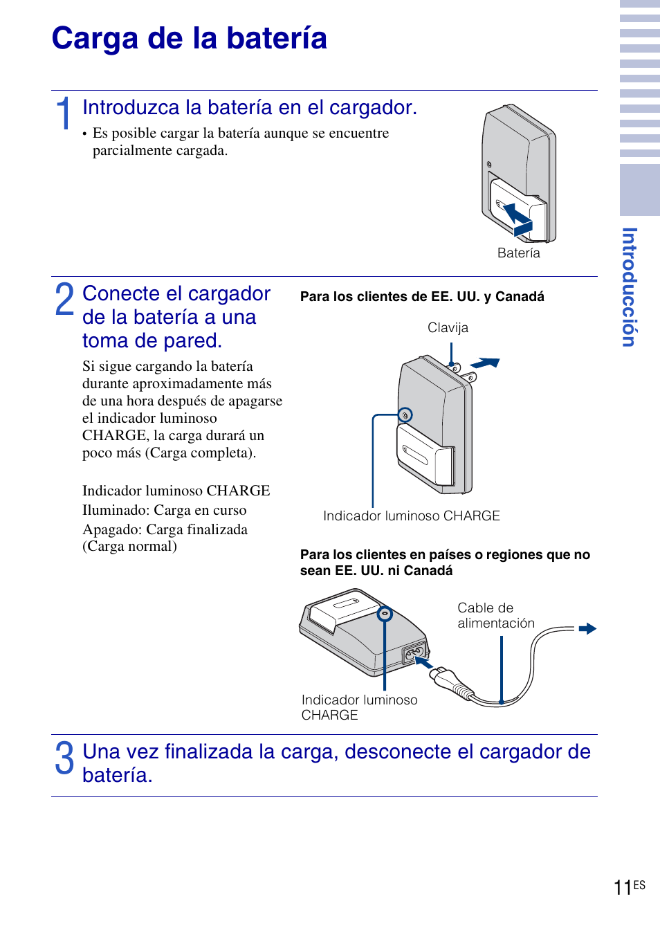 Carga de la batería | Sony DSC-HX1 User Manual | Page 85 / 151