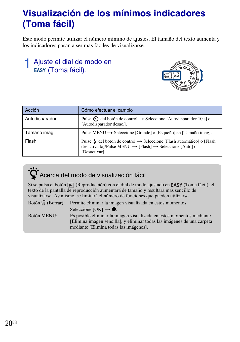 Utilización de las funciones de toma de imágenes, Ajuste el dial de modo en (toma fácil) | Sony DSC-HX1 User Manual | Page 94 / 151