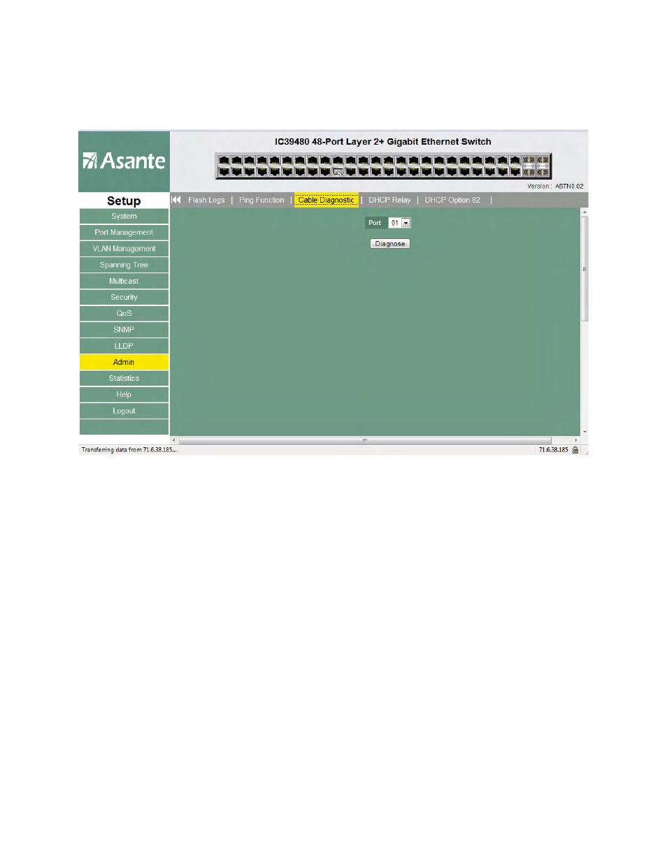 Cable diagnostic | Asante Technologies 480 User Manual | Page 101 / 148