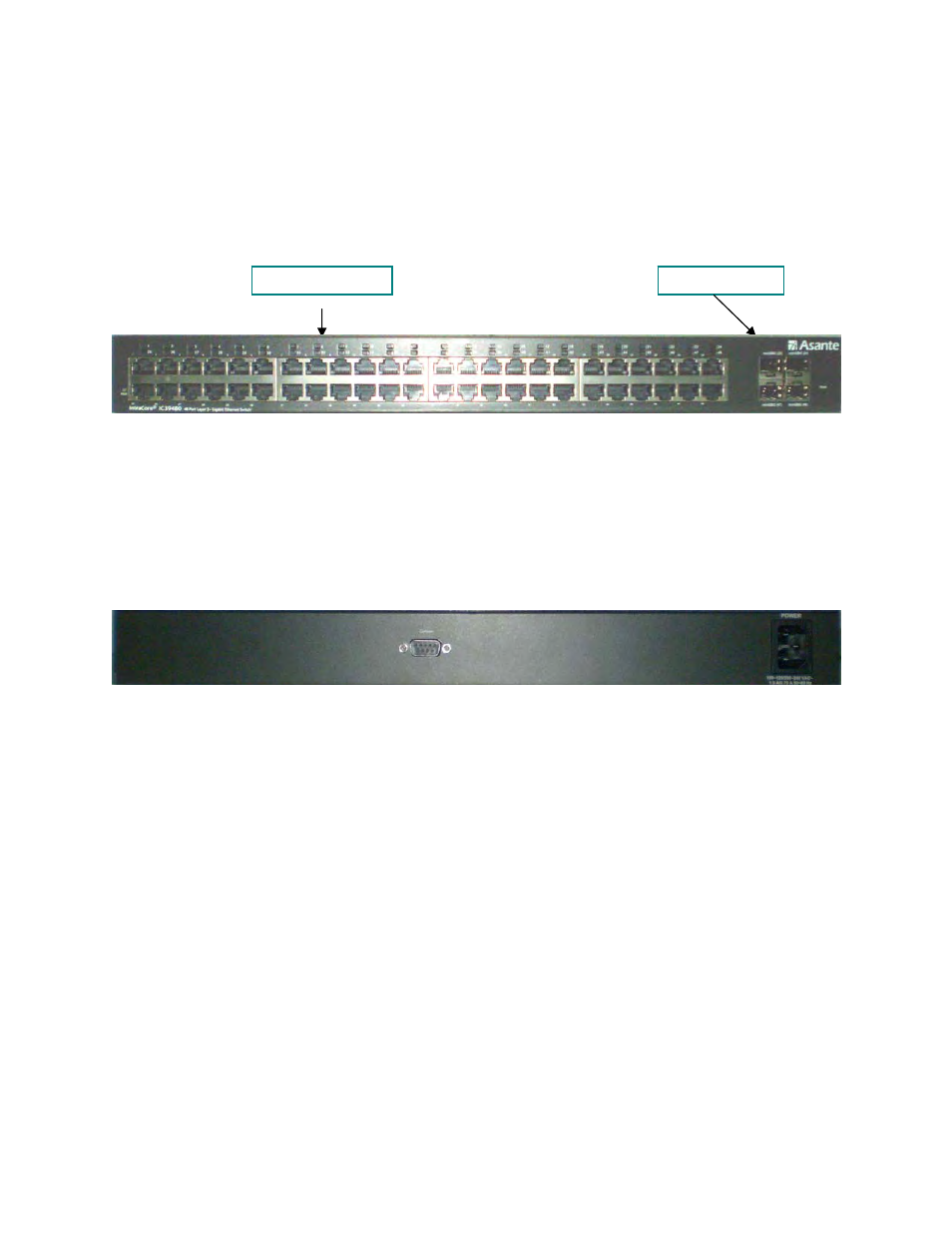 39480 front panel, 39480 rear panel, 1 leds | Asante Technologies 480 User Manual | Page 12 / 148